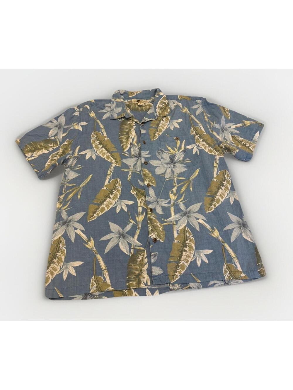 Men’s Joe Marlin Tropical Blue&Green Leaf Summer Casual Button Up Shirt Size XXL